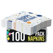 Exquisite Blue Birthday Print Paper Luncheon Napkins - 100 Ct.