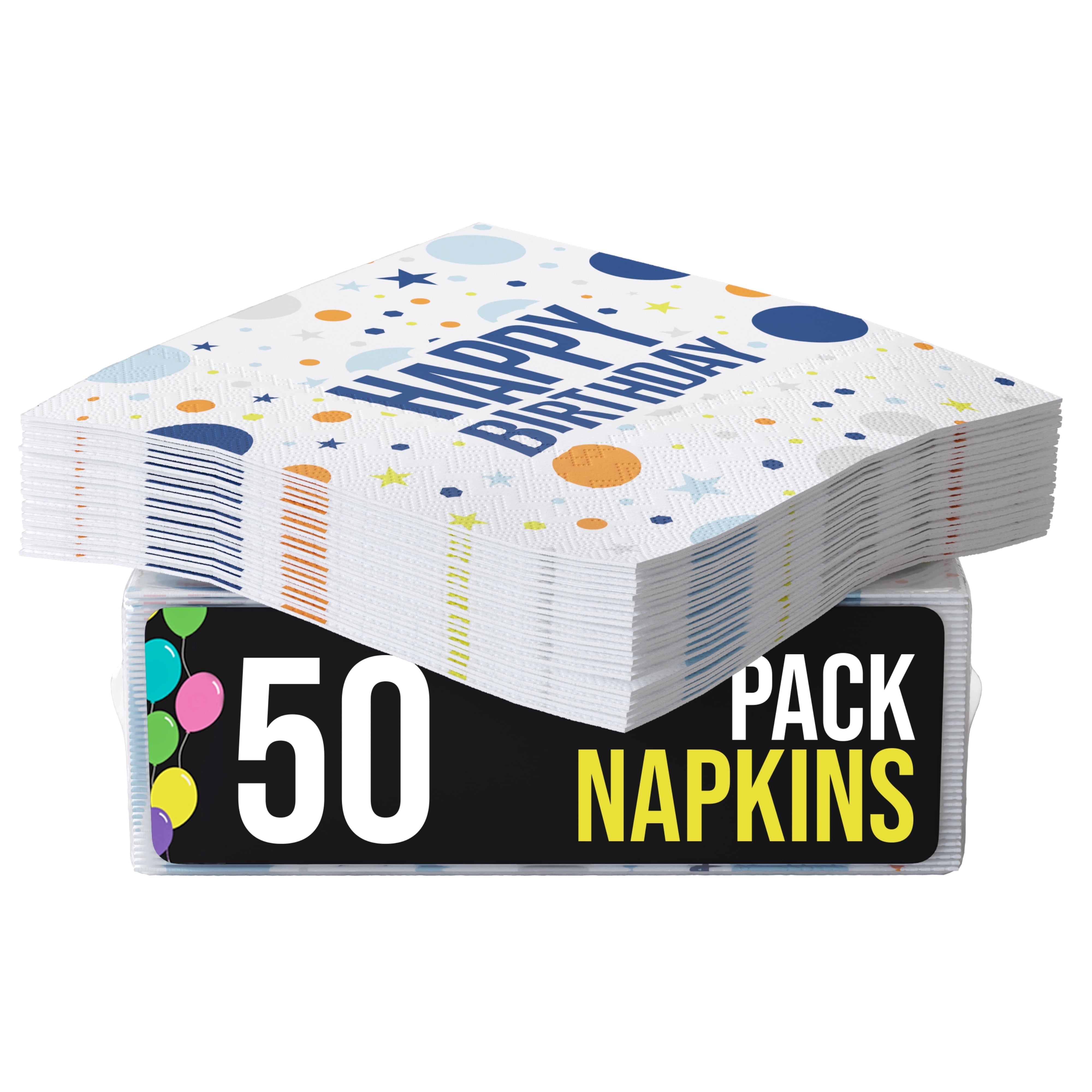 Exquisite Blue Birthday Print Paper Luncheon Napkins - 50 Ct.