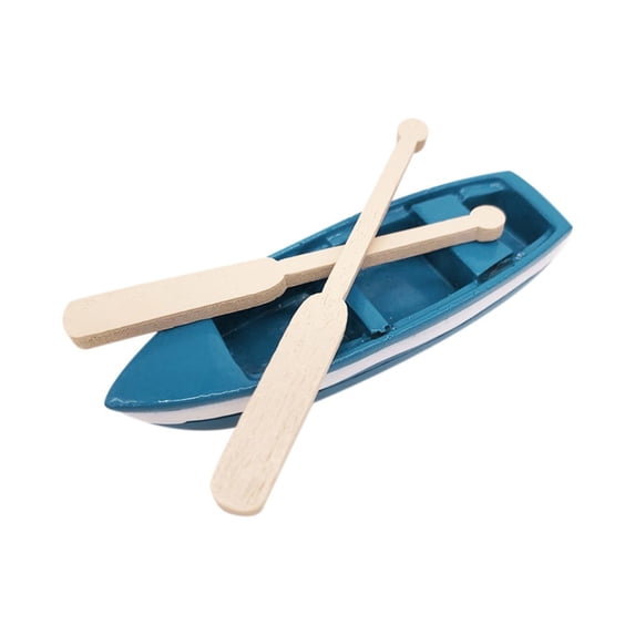 Exquisite Blue Mini Boat Miniature 1/12 Dollhouse Living Room Decoration Wood Good Accessory 1:12 Doll House Size 6x2x1cm Realistic Craftsmanship Exquisite Workmanship Gift