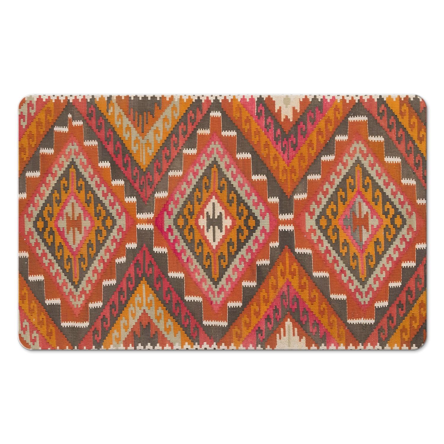 Exquisite Boho Bathroom Rugs: Non-Slip Aztec Bath Mat, Soft & Absorbent, Stunning Western Geometric Design - Ideal for Bathroom, Kitchen, Entryway, Farmhouse Decor, 20x32 Inch
