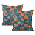 thumbnail image 1 of Exquisite Boho Throw Pillow Covers 16x16 inch Set of 2, Abstract Navy Blue Burnt Orange, Mid Century Modern Aesthetic, Geometric Minimalist Art Decor for Home, Couch, Bed, 1 of 7