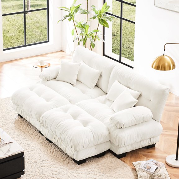 Exquisite Bolster Armrests - Cloud Look Cushion Elasticity - Family Gathering Area - Easy Sofa Customization