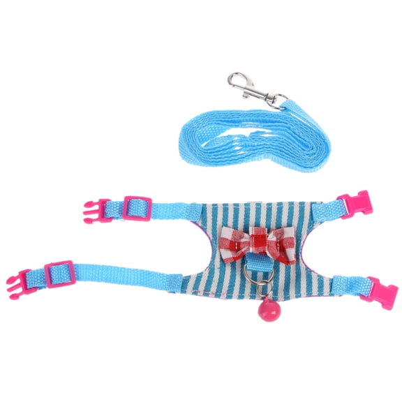 Cute Grid Bowknot Vest Leash Harness Adjustable Small Harness Rope for Outdoor Pet Gerbil