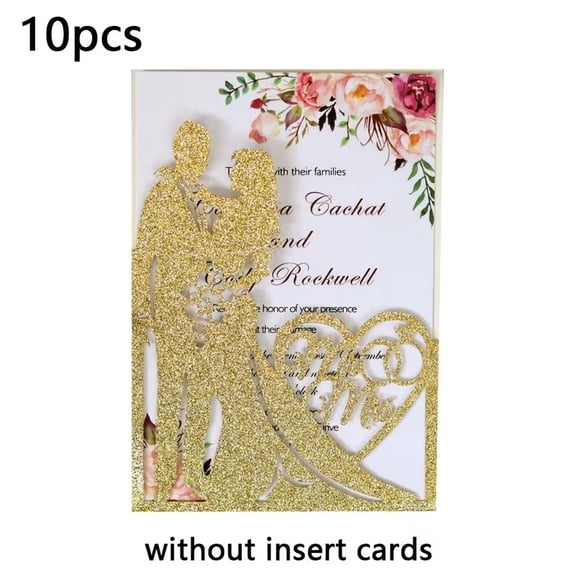 Exquisite Brick Ring Heart Wedding Invitation Set - 10 Elegant Cards for MR&MRS Celebrations, Perfect for Weddings and Anniversaries
