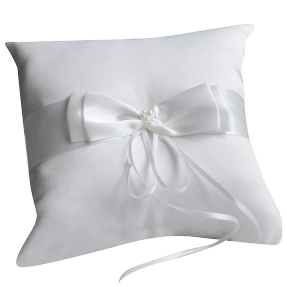 Exquisite Bridal Wedding Ring Pillow Double Heart Satin Lace Ring Bearer Cushion Holder for Wedding Party Proposal Decoration