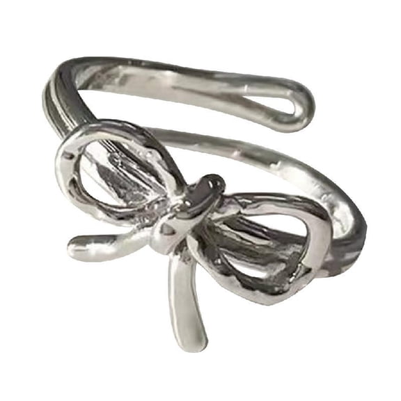 Exquisite Butterfly Knot Design Rings Trendy Finger Jewelry Fashionable Opening Rings Versatile Accessory for Women