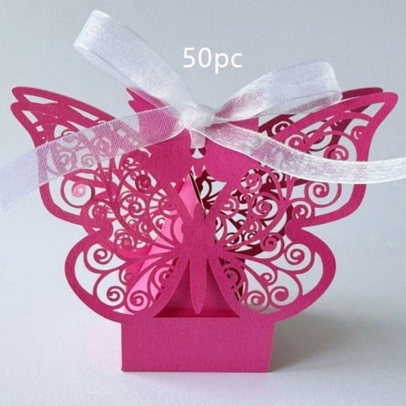 Exquisite Butterfly Laser Cut Wedding Candy Box - Elegant Pearlescent Paper Packaging for Special Occasions