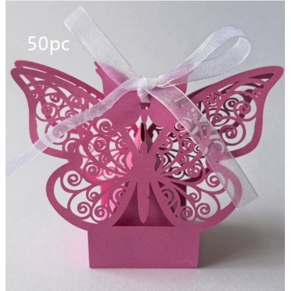 Exquisite Butterfly Laser Cut Wedding Candy Box - Pearlescent Paper Candy Packaging for Special Events