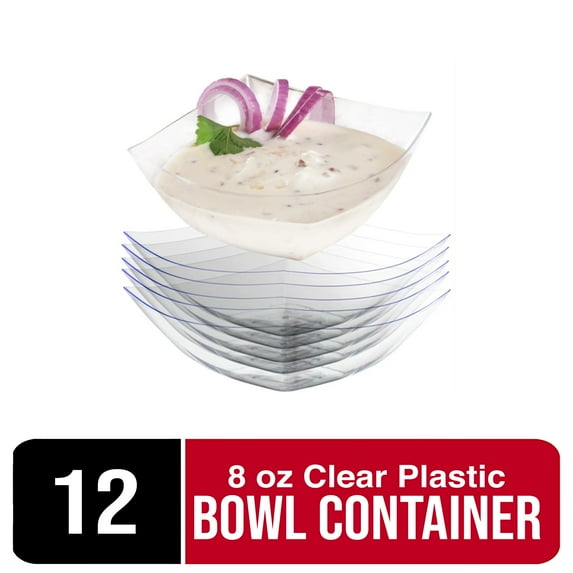 Exquisite Candy Bowls - Clear Plastic Serving Containers (8oz) - 12 Count