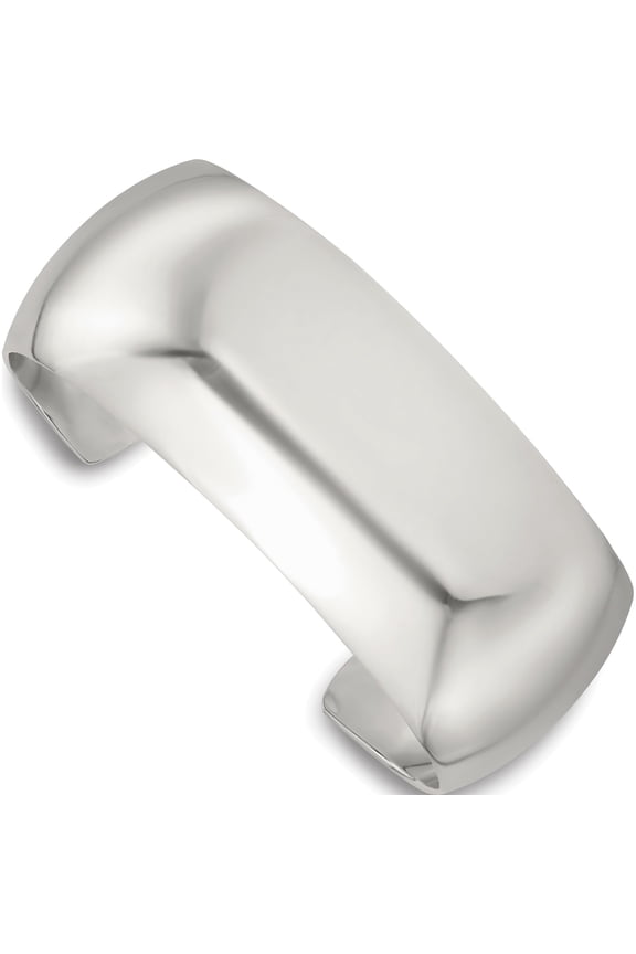 Exquisite Captivating Ethereal Sterling Silver Polished 25mm Domed Cuff Bangle Luxury Artisan Trendy
