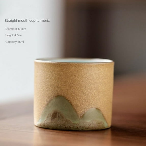 Exquisite Ceramics  Colored glaze Ceramic Tea Cup Zen Tea Cup Retro Tea Cup Handmade Tea Cup YELLOW SQUARE CUP