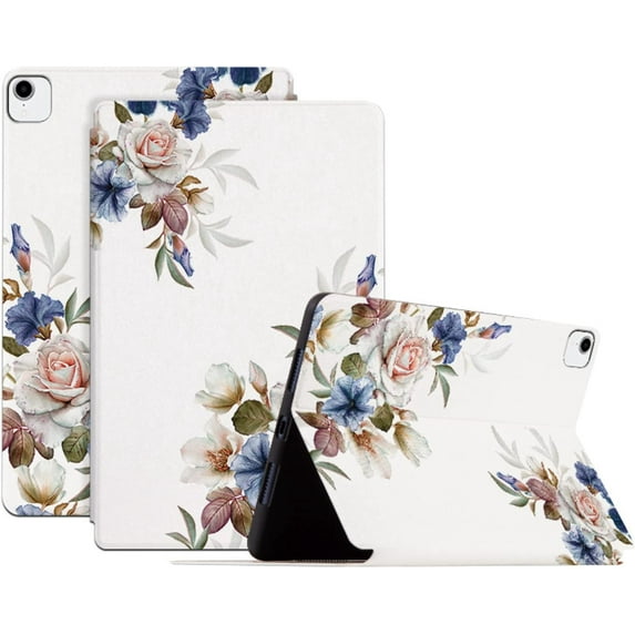Exquisite Charming Flower PU Tablet Case Folio Stand Cover , for iPad 2 3 4 5 6 7 8 9 th Generation Mini 1 2 3 4 5 6 Comfortable Slim Unique Fashion Shell(White,for iPad 5 th)