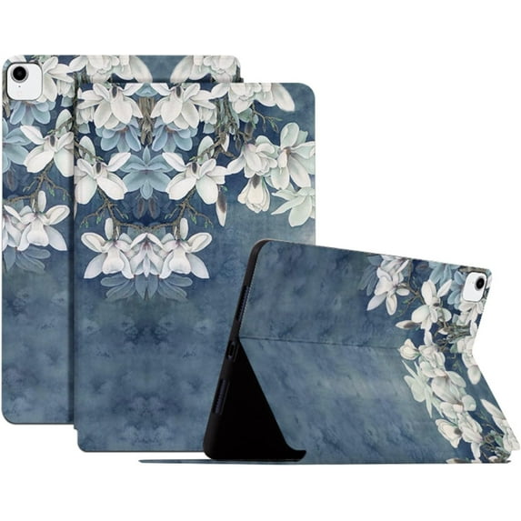 Exquisite Charming Flower PU Tablet Case Folio Stand Cover , for iPad Air 1 2 3 4 Pro 9.7 10.5 11 2018/2020/2021 Comfortable Slim Unique Fashion Shell(Blue,Pro 11 2021)