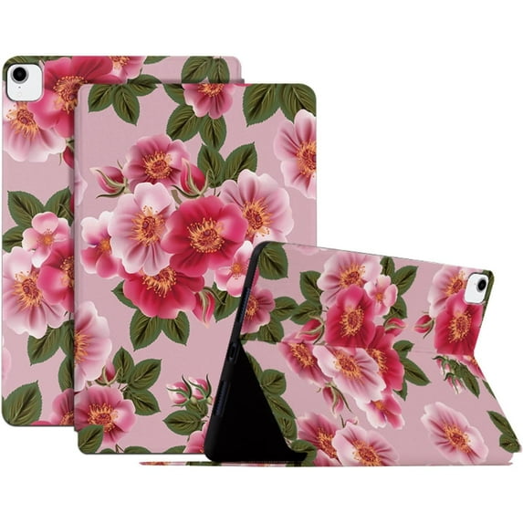Exquisite Charming Flower PU Tablet Case Folio Stand Cover , for iPad Air 1 2 3 4 Pro 9.7 10.5 11 2018/2020/2021 Comfortable Slim Unique Fashion Shell(Red,Air 1)