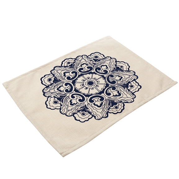 Exquisite Chinese Blue & White Porcelain Motif Cotton Linen Table Mat (MC0034-1)