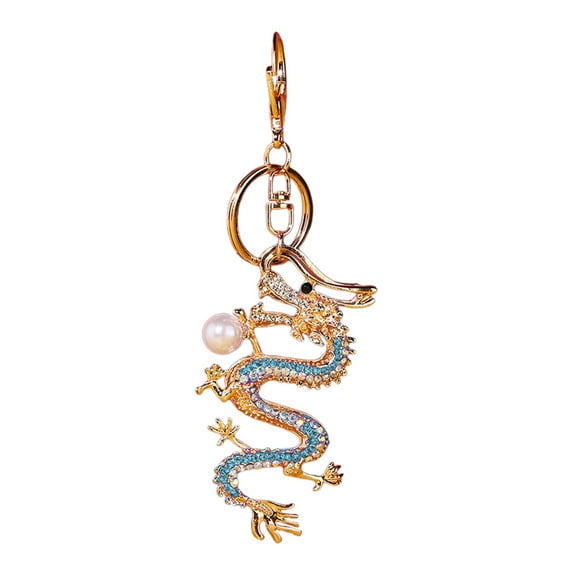 Exquisite Chinese Dragon Keychain High Grade Metal With Glistening Pearls High End Womens Wallet Slim Key Ring Men Key Clips Zip Id Case Wallet with Key Ring Key Ring Holder Mens Key Holder Fall