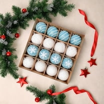 Exquisite Christmas Ball Ornaments Set with Glitter Foam Balls, Xmas Tree Decorations Hanging Pendants for Holiday Home and Party Festive Decor,Blue
