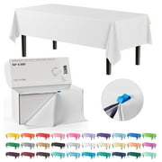 Exquisite Classic Waterproof Plastic Tablecloth Roll 54 Inch x 300 Ft Solid Print White