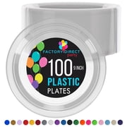 Exquisite 9 Clear Disposable Party Plastic Plates, 100 Count, Heavy Duty 350 GSM Plate