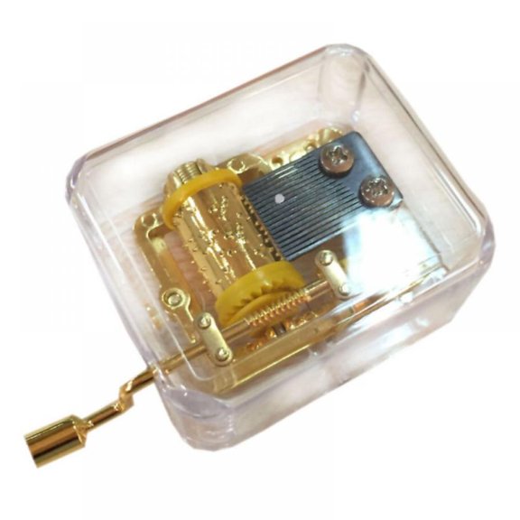 Exquisite Clear Acrylic Square Gold Hand Cranked Music Box Play