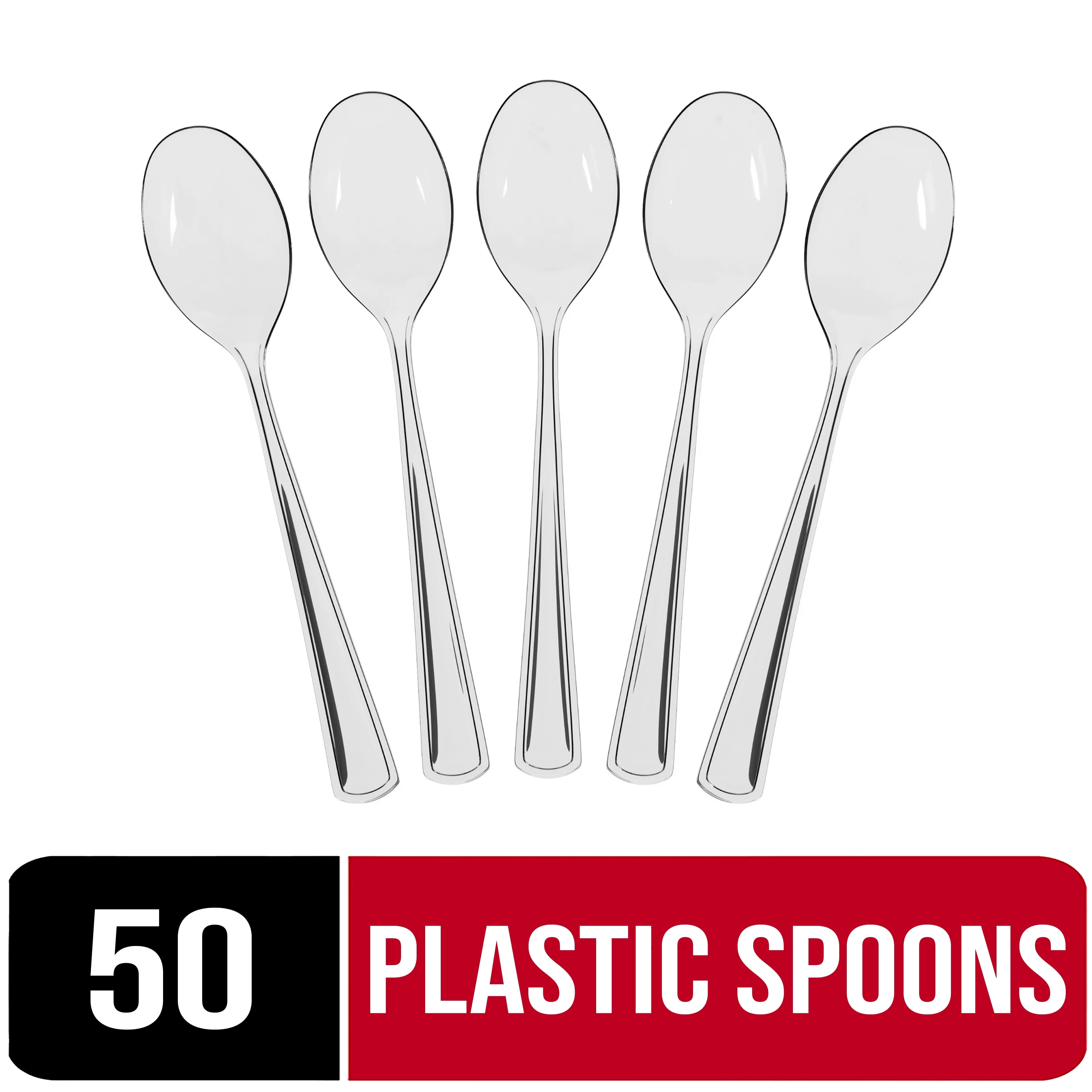 Exquisite Clear Disposable Spoons - Clear Plastic Spoons - 50 Count