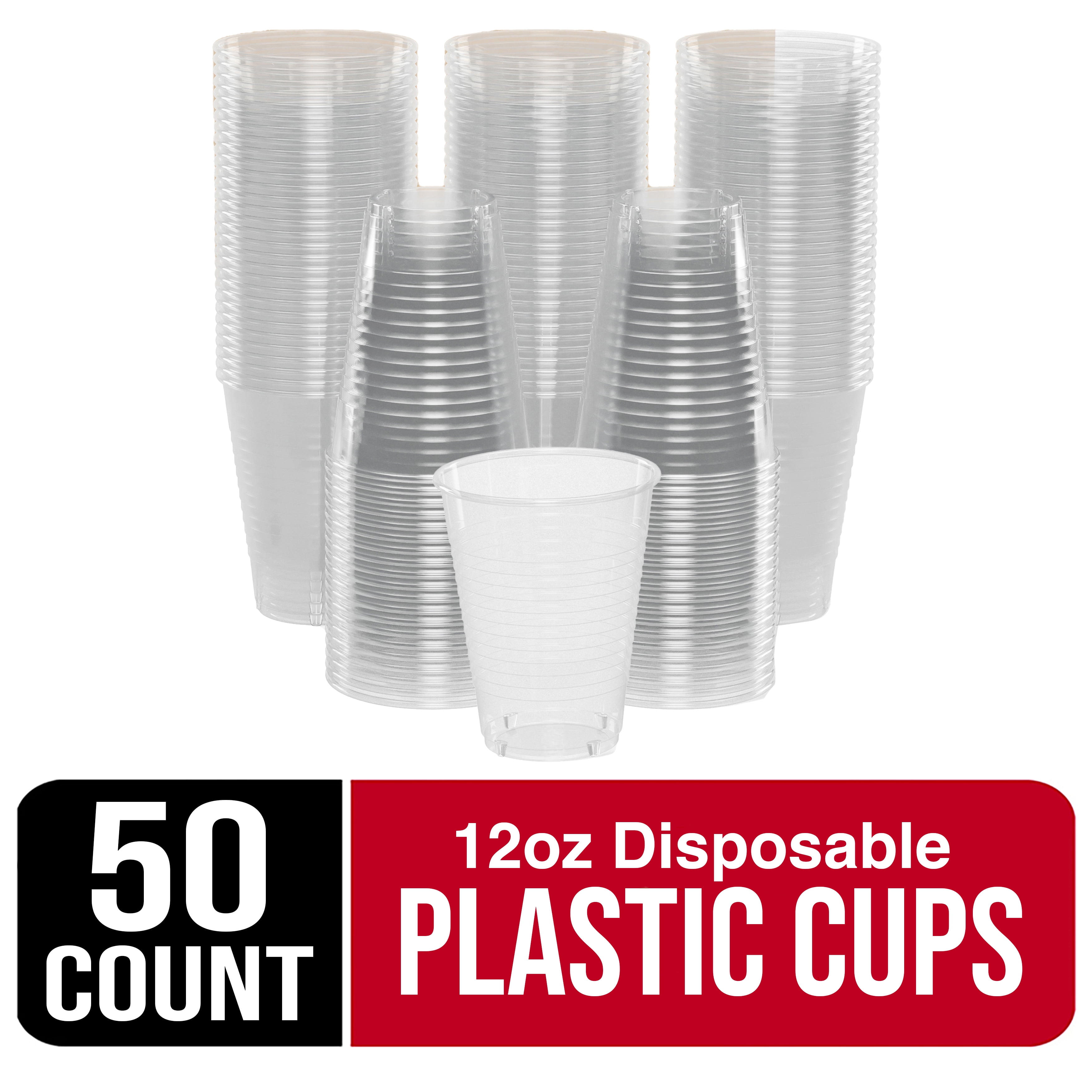 Exquisite Clear Heavy Duty Disposable Plastic Cups, Bulk Party Pack, 12