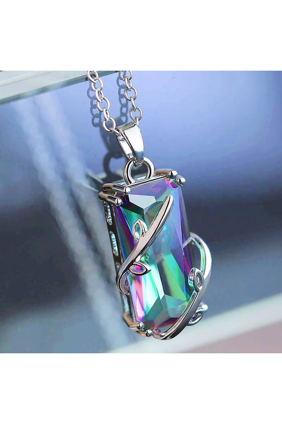 Exquisite Color Anti-Zirconium Topaz Leaf Necklace