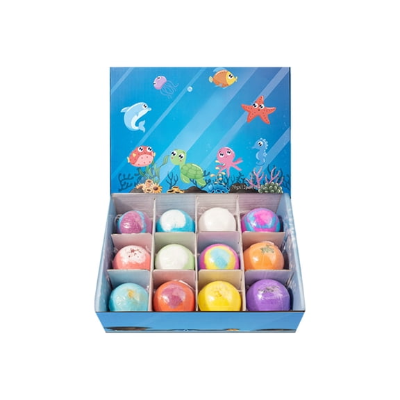 Exquisite Colorful Bath Bomb Gift, 12 Handmade Balls with Hidden Surprise Figurines