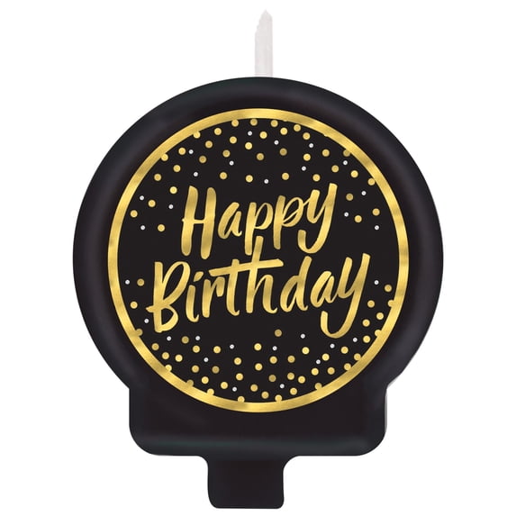 Exquisite Confetti Happy Birthday Cake Candle, 1 Count, 5.4" x 3.7" Colorful Party Cake Topper Decoration