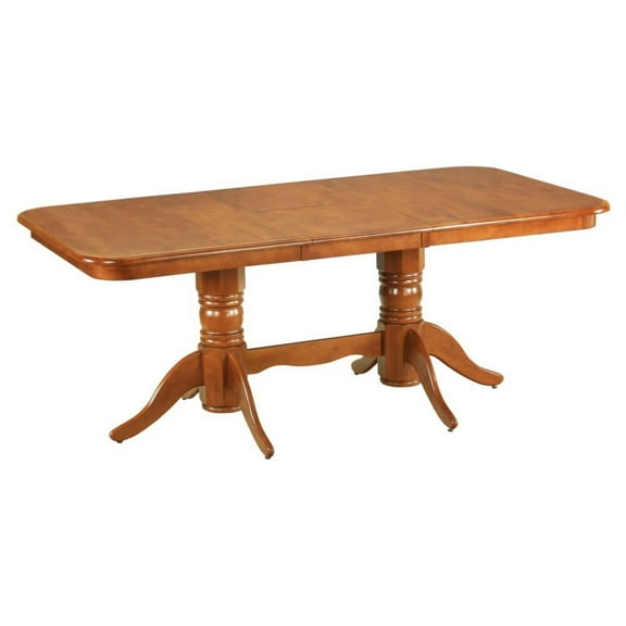 Exquisite Craftsmanship: Traditional Design Kitchen Table with Extendable Leaf & Foldable Leaf. Durable Asian Hardwood. Rich Saddle Brown Finish.