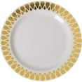 thumbnail image 1 of Exquisite Cream/Gold Droplet Wedding & Party Dinnerware Disposable Plastic Plates 10.25" 40 Pack, 1 of 5