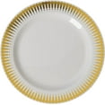 thumbnail image 1 of Exquisite Cream/Gold Radial Wedding & Party Dinnerware Disposable Plastic Plates 10.25" 40 Pack, 1 of 8