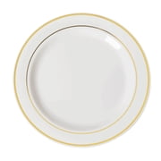 Exquisite Cream with Gold Rim Wedding & Party Dinnerware Disposable Plastic Plates 10.25 40 Pack