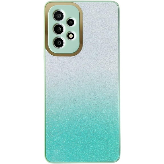 Exquisite Creative Gradient Glitter PC Phone Case for Samsung Galaxy A52 S A72 A71 A14 A54 A74 4G 5G Durable Bumper Bling Gorgeous Protector Cover(Cyan,A71 4G)