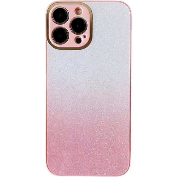 Exquisite Creative Gradient Glitter PC Phone Case for iPhone 14 13 12 11 Plus Pro Max Durable Bumper Bling Gorgeous Protector Cover(Pink,13)