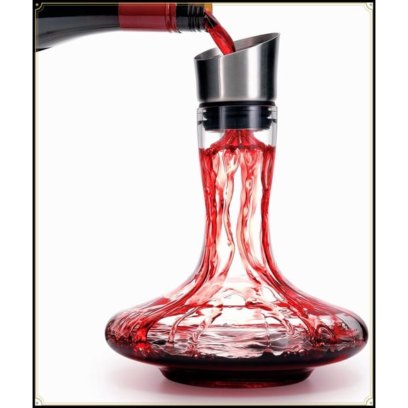 Exquisite Crystal Wine Decanter And Aerator, Decorative Hand-held Wine Gift