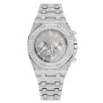 thumbnail image 1 of Exquisite Cubic Zirconia Quartz Men's Watch - Precise Quartz Movement, Cubic Zirconia Decoration, Stainless Steel Strap, Perfect Party Accessory, 1 of 13