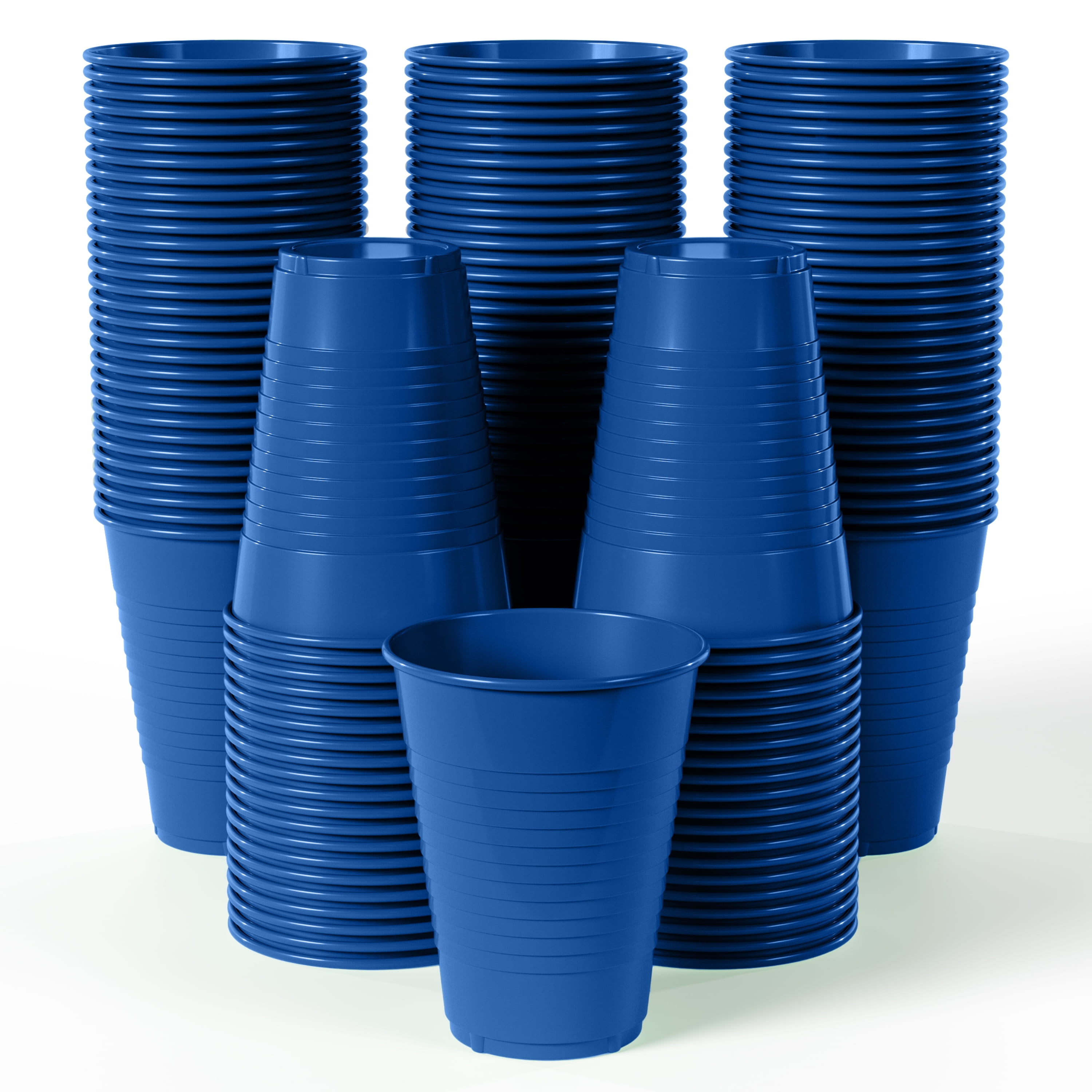 Exquisite Dark Blue Heavy Duty Disposable Plastic Cups, Bulk Party Pack, 12  oz - 50 Count