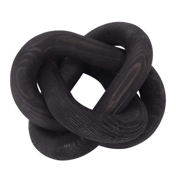 Exquisite Decorative 3-Link Black Pine Wood Chain Knot, Boho Farmhouse Aesthetic Knick-Knack for Coffee Table Bookshelf Decor, Handcrafted Rustic Living Room Accent Piece 5.7 Inches