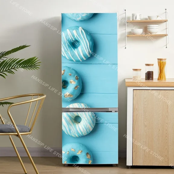 Exquisite Dessert Ice Cream Fruit Art Mural Refrigerator Sticker Wallpaper Dining Room Fridge Door Wrapping Food Donut Decals