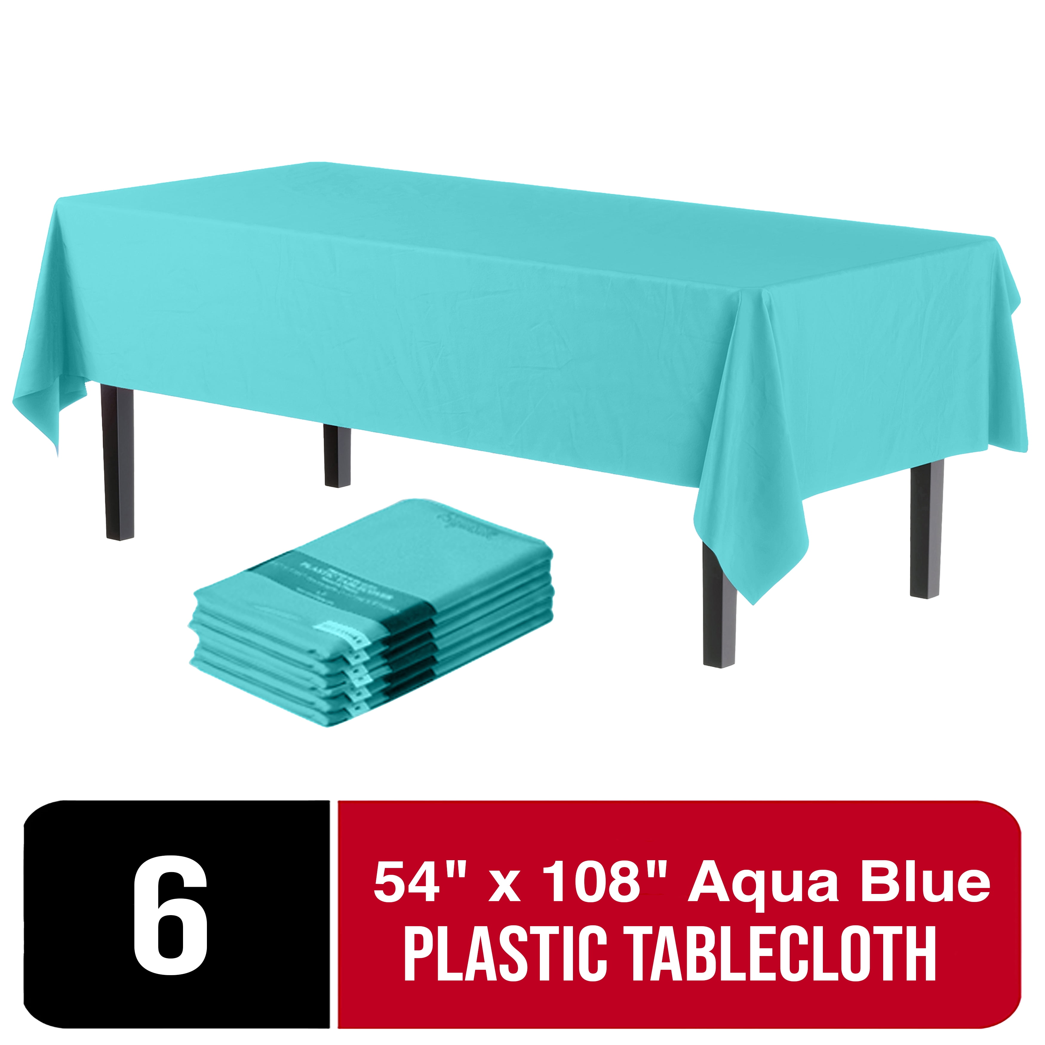 Exquisite Disposable Aqua Blue Plastic Tablecloth Cover Heavy Duty