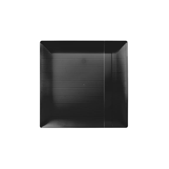 Exquisite Disposable-Black-Plastic-Plates-Square Linear (40 Pack) Wedding AFN1Dinner Fancy Tableware Dishes (9 Inch., Black) Single Size Set