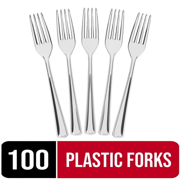 Exquisite Disposable Forks - 100 Clear Plastic Forks - Heavy Weight