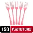 thumbnail image 1 of Exquisite Disposable Forks - 150 Count, 50 Pack - Pink Plastic Forks, 1 of 9