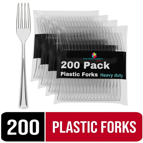 Exquisite Disposable Forks - 200 Clear Plastic Forks - Wedding Supplies