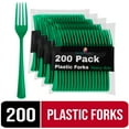thumbnail image 1 of Exquisite Disposable Forks - 200 Emerald Green Plastic Heavy-Duty Forks, 4 Pack, 1 of 8