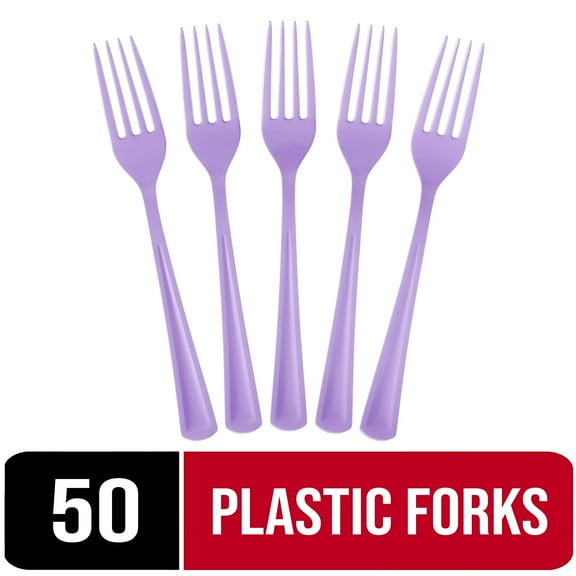 Exquisite Disposable Forks - 50 Lavender Plastic Forks - Lavender Party Supplies