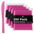 thumbnail image 1 of Exquisite Disposable Knives - 200 Cerise Plastic Knives - Hot Pink Party Supplies, 1 of 7