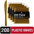 thumbnail image 1 of Exquisite Disposable Knives - 200 Gold Plastic Knives - Gold Party Supplies, 1 of 8