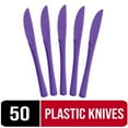 thumbnail image 1 of Exquisite Disposable Knives - 50 Purple Plastic Knives - Purple Party Supplies, 1 of 2